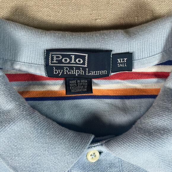 Vtg Polo Ralph Lauren Shirt Mens Size XLT Tall Multicolor Striped Yellow Pony - Picture 5 of 5
